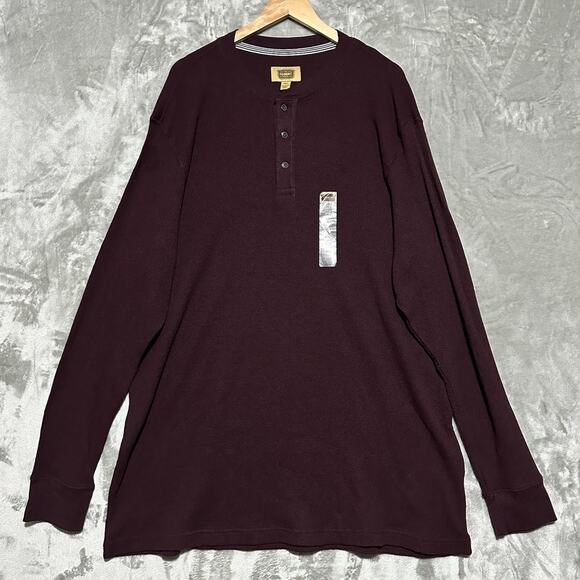 Foundry Other - NWT Foundry Supply Co Waffle Knit Henley Shirt Mens Size 2XLT Tall Burgundy Red